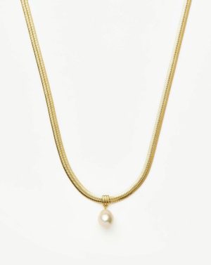 Baroque Pearl Snake Chain Pendant Necklace Chain Necklaces