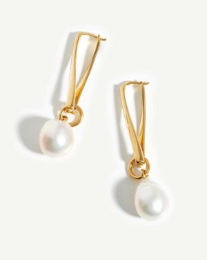 Baroque Pearl Twisted Drop Earrings Charm & Drop Earrings