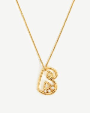 Chubby Pearl Initial Pendant Necklace – Initial B Coin & Pendant Necklaces