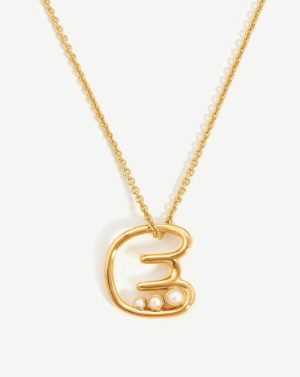 Chubby Pearl Initial Pendant Necklace – Initial E Coin & Pendant Necklaces