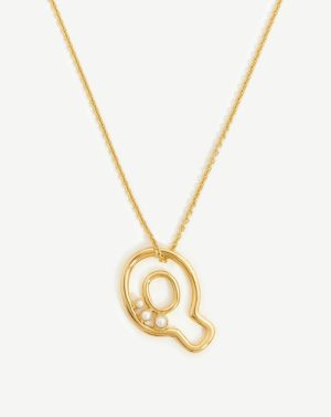 Chubby Pearl Initial Pendant Necklace – Initial Q Coin & Pendant Necklaces