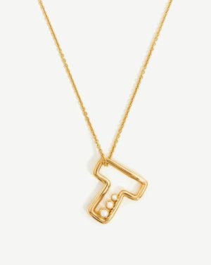 Chubby Pearl Initial Pendant Necklace – Initial T Coin & Pendant Necklaces