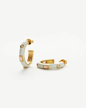 Enamel & Stone Small Hoop Earrings Earrings