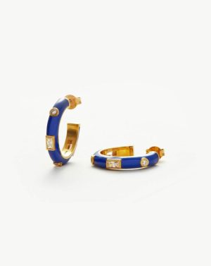 Enamel & Stone Small Hoop Earrings Earrings