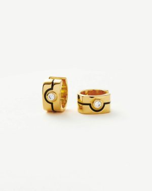 Enamel & Stone Square Mini Hoop Earrings Earrings