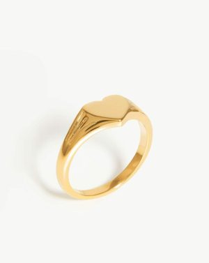 Engravable Heart Signet Ring Rings