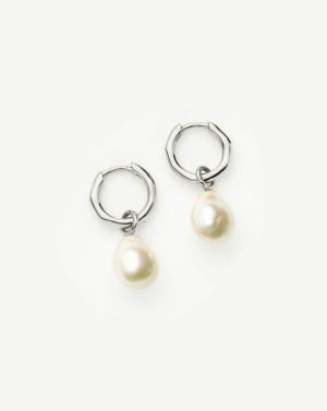 Fine Baroque Pearl Organic Hoop Earrings Charm & Drop Earrings