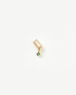 Fine Emerald Single Drop Stud Earring Earrings