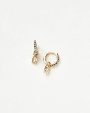 Fine Square Charm Mini Hoop Earrings Charm & Drop Earrings