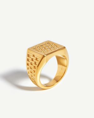 Fused Woven Square Signet Ring Rings