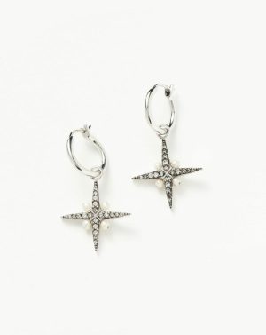 Harris Reed North Star Pearl Hoop Earrings Charm & Drop Earrings