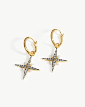 Harris Reed North Star Pearl Hoop Earrings Charm & Drop Earrings