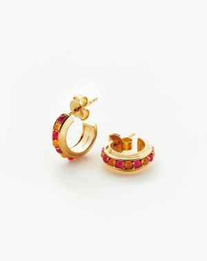 Hot Rox Gemstone Mini Hoop Earrings Earrings