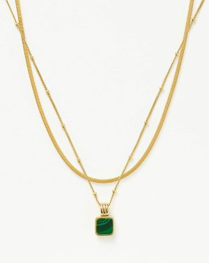 Iconic Lucy Williams Malachite Necklace Set Coin & Pendant Necklaces