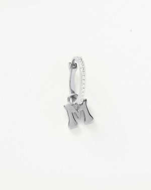 Initial Single Charm Hoop Earring – Initial M Charm & Drop Earrings