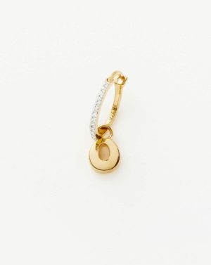 Initial Single Charm Hoop Earring – Initial O Charm & Drop Earrings