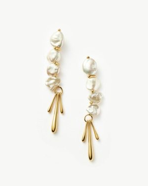 Keshi Pearl Sculptural Drop Earrings Charm & Drop Earrings