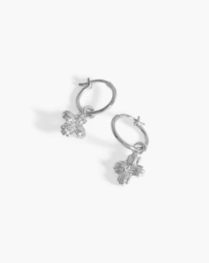 Lucy Williams Cross Charm Hoop Earrings Charm & Drop Earrings