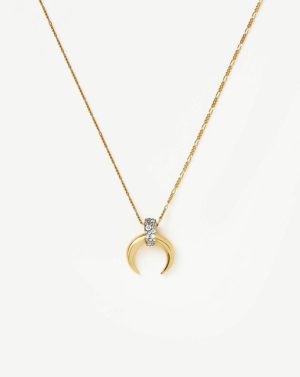 Lucy Williams Pavé Horn Pendant Necklace Coin & Pendant Necklaces