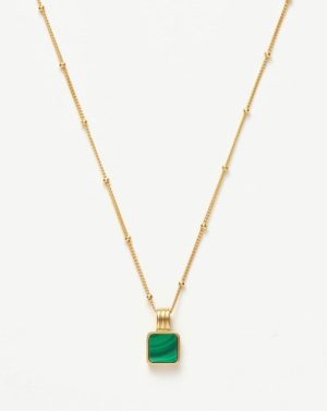 Lucy Williams Square Malachite Necklace Coin & Pendant Necklaces