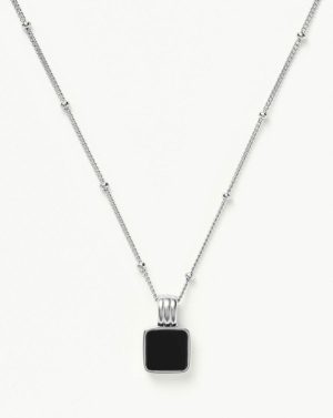 Lucy Williams Square Onyx Necklace Coin & Pendant Necklaces