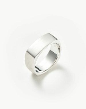 Mens Engravable Matte Wide Ring Rings