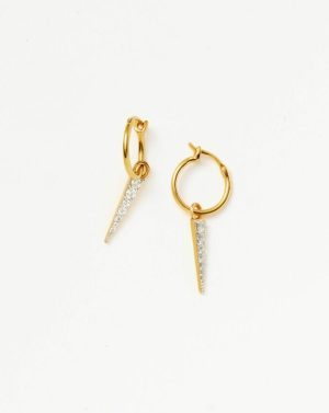 Mini Pave Spike Charm Hoop Earrings Charm & Drop Earrings