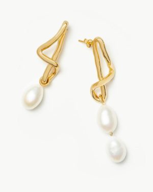 Molten Baroque Pearl Mismatch Drop Earrings Charm & Drop Earrings