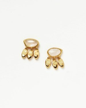 Molten Gemstone Charm Stud Earrings Earrings