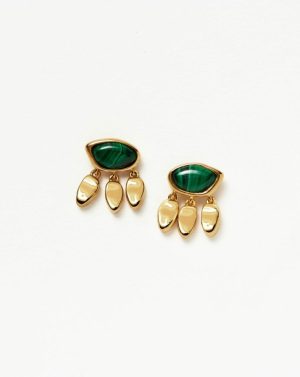 Molten Gemstone Charm Stud Earrings Earrings