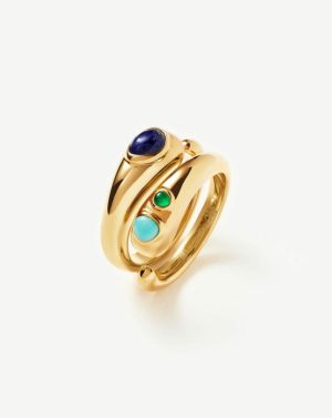 Molten Gemstone Double Stacking Ring Set Rings