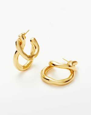 Molten Twisted Double Hoop Earrings Earrings