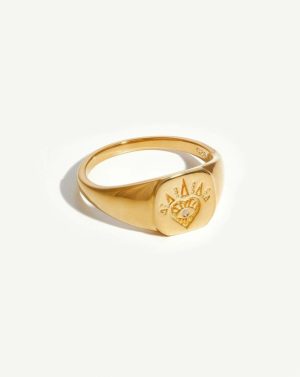 Open Heart Signet Ring Rings