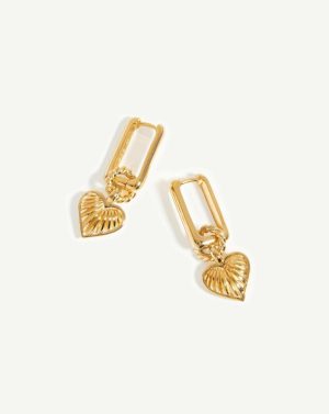 Ridge Heart Charm Earrings Charm & Drop Earrings