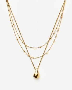 Savi Droplet Pendant & Double Necklace Set Coin & Pendant Necklaces