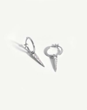 Small Pave Spike Charm Hoop Earrings Charm & Drop Earrings