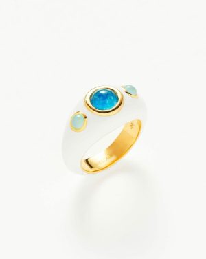 Squiggle Gemstone Enamel Statement Ring Rings