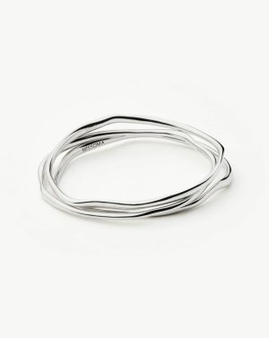 Trio Molten Ripple Bangle Bracelet Set Bracelets