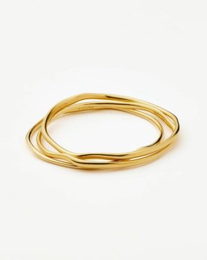 Trio Molten Ripple Bangle Bracelet Set Bracelets