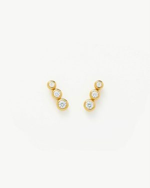 Triple Stone Stud Earrings Earrings