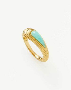 Wavy Ridge Gemstone Stacking Ring Rings