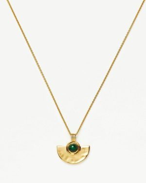 Zenyu Gemstone Fan Pendant Necklace Coin & Pendant Necklaces