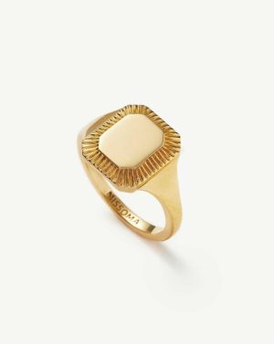 Engravable Square Ridge Signet Ring Rings