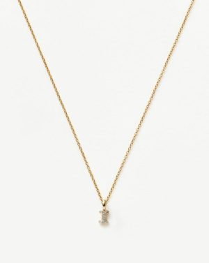 Fine Diamond Initial Mini Pendant Necklace – I Coin & Pendant Necklaces