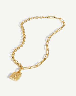 Ridge Padlock Chain Necklace Chain Necklaces